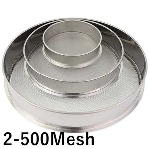 2-500M Round 304 Stainless Steel Lab Sieve Aperture Standard Sifters Shakers Kitchen Flour Powder Filter Screen Soil Strainer 211109