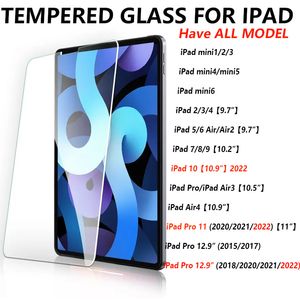0.4mm 9H IPAD Protecteur d'écran en verre trempé pour apple ipad 10 9 8 7 6 5 4 3 2 1 Ipad mini mini6 ipad air 2 3 4 iPad pro 12.9 2022 DANS LE SAC D'OPP