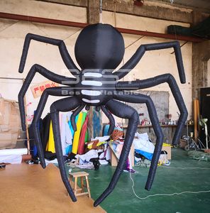 Araña negra inflable de 2,5 m, decoración colgante para techo, bola para eventos, animales para fiesta de Halloween