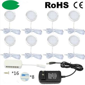 2 5W LED sous l'armoire lumières Puck lumière Ultra mince ronde décorative maison cuisine suspendus cas placard meubles éclairage 308p