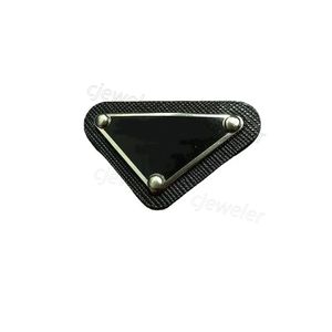 2.8*4.6cm Leather Metal Triangle Brooch Women letter P Inverted triangle logo Brooches official website the same style Suit Lapel Pin Fashion Jewelry Accessories