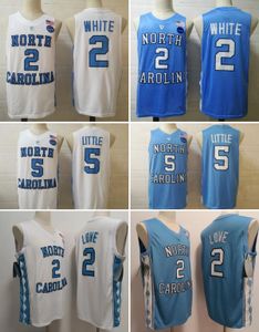 2 Caleb Love 5 Nassir Little 2 Coby White North Carolina Tar Heels camiseta de baloncesto universitario bordado azul blanco venta barata