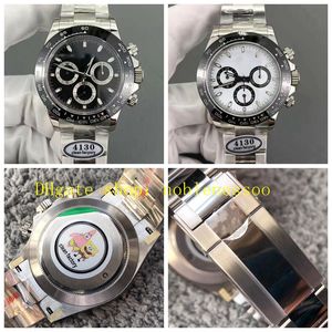 Relojes cronógrafo para hombre de 2 colores Hombres 40 mm Panda esfera blanca 116500 Bisel de cerámica CLEAN CAL.4130 Movimiento Acero 904L Reloj deportivo ultrafino de 40 mm x 12,5 mm