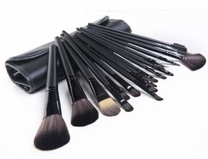Poignée noire / marron 18pcs pinceaux de maquillage professionnels set ensemble de pinceaux cosmétiques kit outil + étui enroulable DHL