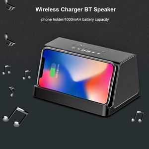 Haut-parleur Bluetooth 2 en 1 + chargeur sans fil rapide 10 W appel mains libres Portable basse batterie externe boîte de son pour Samsung/iPhone