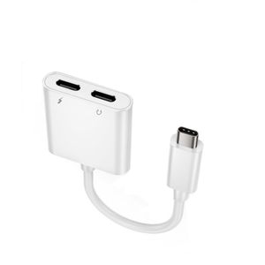 Adaptateur d'écouteur de jack 2 en 1 de type C pour Samsung S20 S10 Huawei USB-C à 3.5mm Aux Casque audio Convertisseur de chargement