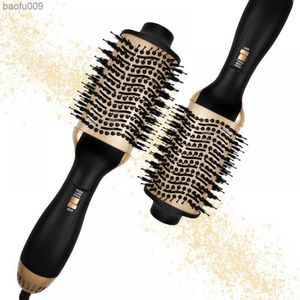 2 en 1 peigne à air chaud 1000W brosse à air chaud en une étape volumateur sèche-cheveux styler nouveau cheveux dorés noirs brosse à bigoudi droite L230520