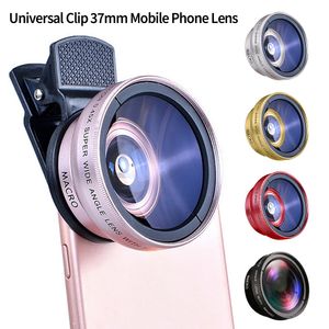 2 en 1 pince universelle 37mm objectif de téléphone portable professionnel 0.45x 49uv objectif Super grand Angle et Macro HD pour iPhone Android