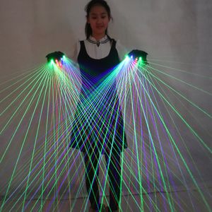 Gants laser RVB multi-lignes 2 en 1 avec 2 vert 1 rouge 1 bleu laser flash doigt LED robot costume robe lumineuse bar musique de fête