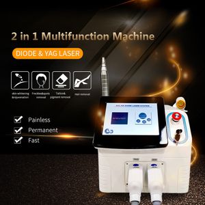 2 en 1 Picoseconde Laser Tattoo Removal Machine Diode Laser 808nm Hairs Remover Equipment Picolaser Hair Remove Skin Rajeunissement Device for Beauty Salon And Home Use