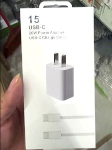 2 en 1 conjunto de 20W PD Tipo C Kit de cargador USB USB-C Cable de carga rápida EU EE. UU. Adaptador de enchufe Cargadores rápidos para iPhone 15 14 13 12 11 Pro Max y Samsung Android iPhone Charger