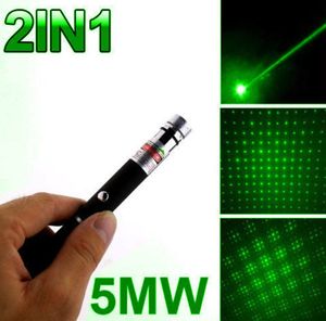 5MW 532nm Green Laser Pen Black Strong Visible Beam Puntero láser Potente puntero 2 en 1 estrella cabeza lazer caleidoscopio luz Regalo de Navidad DHL FEDEX EMS ENVÍO GRATIS