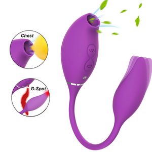 2 en 1 Sucking Vibrator Vibrating Huevo Sexy Toys for Women G Spot Estimulador del clítoris Nipple Oral Laming Orgasm
