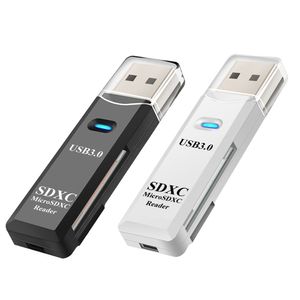 Unidad adaptadora USB 3,0 2 en 1, lector de tarjetas MicroSD TF, escritor, lector de tarjetas de memoria de alta velocidad con indicador de potencia LED, accesorios para ordenador portátil