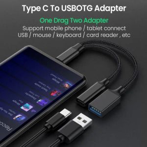 2 en 1 USB C OTG Cable Adapter Type C à USB Un câble de convertisseur avec port de charge PD pour ordinateur portable OnePlus
