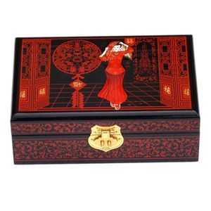 2 couches retirer boîte en bois décoration boîtes de rangement cadeau de mariage de noël boîte à bijoux avec serrure laque montre chinoise étui de maquillage