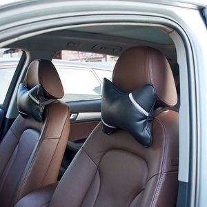 Ensemble d'oreillers de cou pour siège de voiture, 2 paquets, appui-tête scintillant pour siège avant et arrière, coussin respirant en cuir PU noir Beige