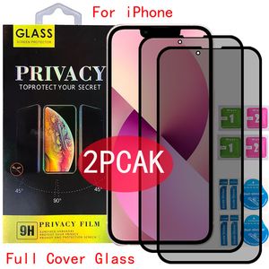 2 paquetes de privacidad Anti-peeping anti-spy protector de vidrio templado para iphone 14 13 12 mini Pro max 11 XR XS 6 7 8 Plus Screen Retail Box