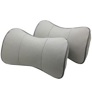 2 uds. Almohada para el cuello del coche de cuero genuino almohada para el cuello de viaje cabeza cervical protección de la columna vertebral accesorios del coche interior T200729