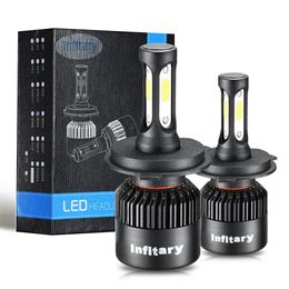 2 uds COB H4 9003 8000LM 72W LED Kit de faros delanteros de coche bombillas de haz alto/bajo 6500K envío gratis