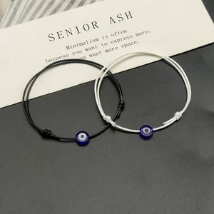 Pulsera de la suerte hecha a mano para hombre y mujer, 2 uds., plano, azul, mal de ojo, ajustable, negro, rojo, joyería de moda para mujer