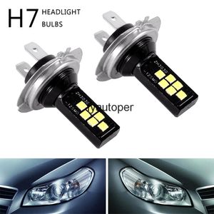 2 pièces H7 120W voiture LED Super lumineux phare phare antibrouillard ampoules 12 SMD étanche accessoires de course