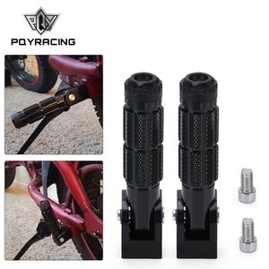 2 uds M8 Universal motocicleta Motor bicicleta reposapiés plegables reposapiés reposapiés clavijas pedales traseros conjunto CNC aluminio motocicleta parte PQY-SC15BK