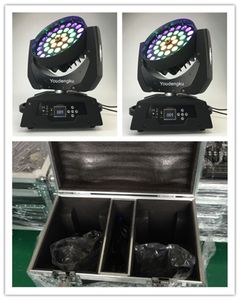 2 uds luces led de lavado de cabeza móvil para escenario 36x18w 6 en 1 RGBWAUV luz de Zoom de cabeza móvil LED con efecto de forma de anillo en caso de lucha