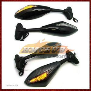 2 X motocicleta LED luces de giro espejos laterales para KAWASAKI NINJA ZX-636 ZX-6R ZX 6R 6 R CC ZX636 ZX6R 98 99 1998 1999 indicadores de señal de giro de carbono espejo retrovisor 6 colores