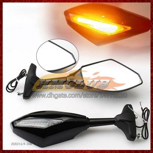 2 X Luces de giro LED para motocicleta Espejos laterales para KAWASAKI NINJA ZX-6R ZX 6R 6 R ZX6R 94 95 96 97 1994 1995 1996 1997 Indicadores de señal de giro de carbono Espejo retrovisor 6 colores