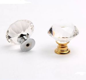 Diseño de forma de diamante de 20-30 mm perillas de vidrio de cristal Cajero de armario Manejo de la puerta del gabinete de la cocina Hardware DH87