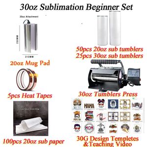 20 30oz Sublimation Machines gobelets Heat Press cup sub Printer VOC For Presque Country with Mug Pad