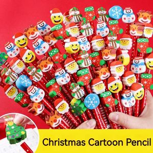 20/30 pièces mignon crayon de noël dessin animé gomme tête crayon Kawaii cadeaux de noël fournitures scolaires croquis écrire dessiner papeterie 240304