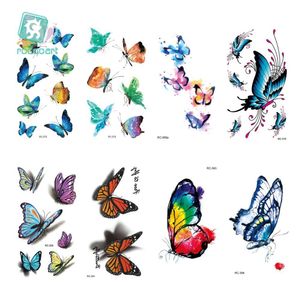 20 diferentes mariposas clásicas tatuaje temporal a prueba de agua tatuajes pegatina arte corporal tamaño pequeño lindo Animal Tatoo para niño