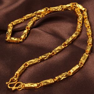 Gargantilla sólida de 20 pulgadas de largo, cadena de collar clásico para hombre con relleno de oro amarillo de 18 quilates, accesorios de estilo Rock Hip Hop sólido