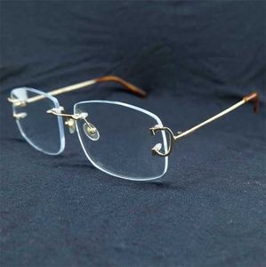20% de descuento para diseñadores de lujo Moda Clear Eye Glasses Accesorios para mujeres Vintage Rimless Square Eyeglasses Optical Spectacles Frame