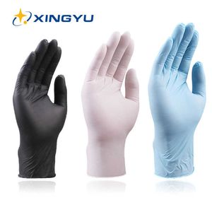 Guantes de nitrilo desechables de 100 Uds., resistentes al agua, trabajo, cocina, reparaciones de automóviles, limpieza, duradero, negro, jardinería