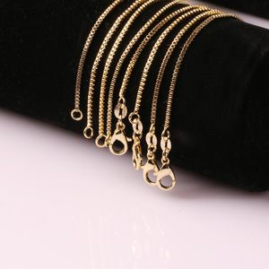 10 PCS Fashion Box Chaîne 18K Chaînes plaquées en or Pure 925 Collier en argent Pure Chaînes longues Bijoux pour enfants Garçon Filles Femmes Mens 1mm avec 18-24 pouces 2022