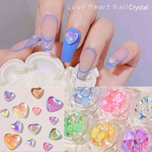 20 piezas de tamaño mixto Candy Love Crystal Diamond Heart Glass Symphony Shining Mocha Macaron Nueva decoración de uñas Y220408
