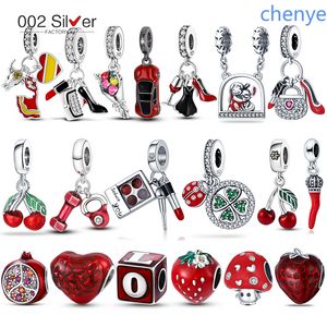 20 Style Argent Rouge Série Charme Poisson Émail Perles Convient pour Pandora Original 925 Bracelet Bracelet Bijoux DIY Production