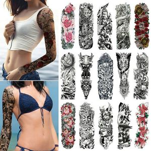 Grand bras complet tatouages temporaires autocollants paon pivoine dragon crâne conceptions étanche tatouage autocollant corps art peintures pour hommes femmes 324 styles