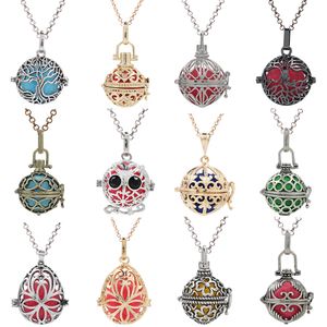 200 Style Arbre de Vie Hibou Cage À Oiseaux Médaillon Diffuseur D'huile Essentielle Pendentif Mexique Carillon Boule Collier Lave Perle charmes pour La Fabrication De Bijoux