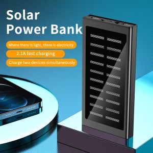 Mini batterie externe solaire 20000mAh, 2,1a, charge rapide, pour Iphone14, Portable, haute capacité, avec lampe de poche