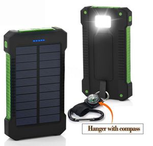 Banco de energía solar de 20000 mAh a prueba de agua a prueba de golpes con brújula Banco de energía solar portátil Batería externa para teléfono celular Emergencia us3762321