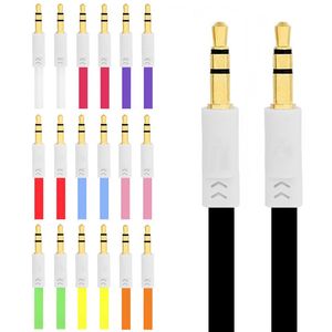 Câble auxiliaire de voiture de type plat coloré de 3,5 mm pour téléphone Samsung Android PC mp3