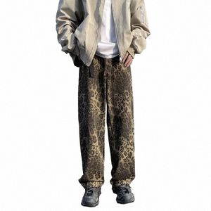 Vêtements des années 2000 Y2K Fi Leopard Baggy Nouveaux jeans Kpop Pantalons pour hommes Harajuku Femmes droites Cott Lg Pantalon Pantali Uomo n7MX #