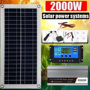 Kit de panneau solaire de système d'énergie solaire 2000 W batterie solaire 12 V contrôleur 10A-60A Kit de panneau solaire Mobile RV voiture caravane maison Camping 240124