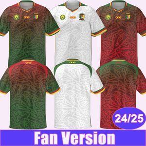 24 25 Camerún Jersey de fútbol para hombre ABOUBAKAR MBEUMO TOKO EKAMBI NKOULOU NKOUDOU M.HONGLA Blanco Rojo Verde Camiseta de fútbol Uniformes de manga corta