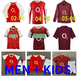 2002 2004 2005 2006 HENRY BERGKAMP Camisetas de fútbol RETRO para hombre 02 04 05 06 V. PERSIE VIEIRA MERSON ADAMS Camiseta de fútbol Uniformes de manga larga corta hombres kit para niños