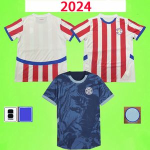 2024 Jerseys de football du Paraguay 24 25 Copa America Camisa de Futebol Home Away Football Shirts Kit Almiron Enciso Villasanti 2025 TRAPALIT